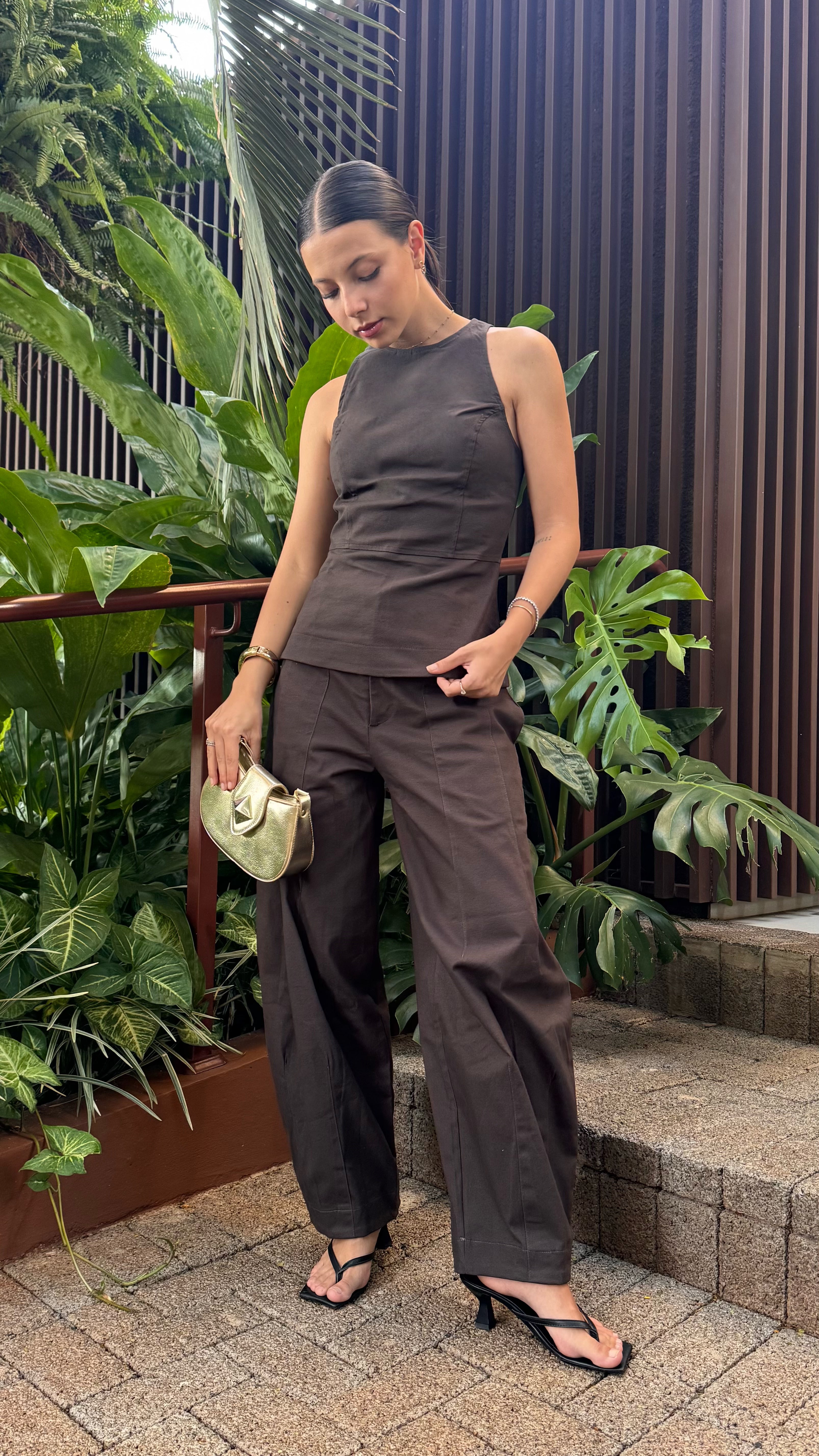 Calça Barrel Marrom